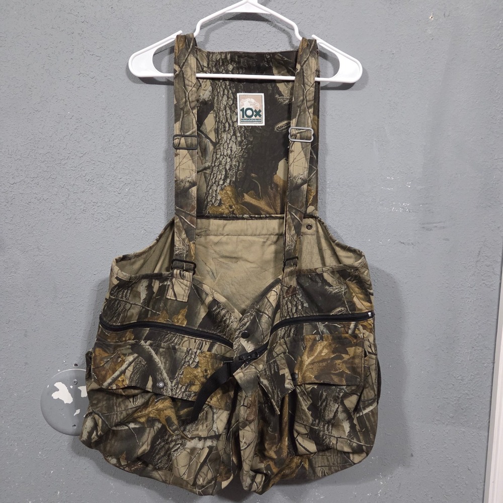 10X Realtree Camo Hunting Overalls Bibs Orange Back Panel Men's 2XL Regular